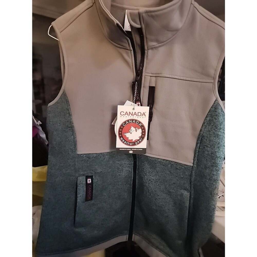 Canada Weathergear Vest Full Zip Heather Gray Green Sz M NWT Excellent CR1